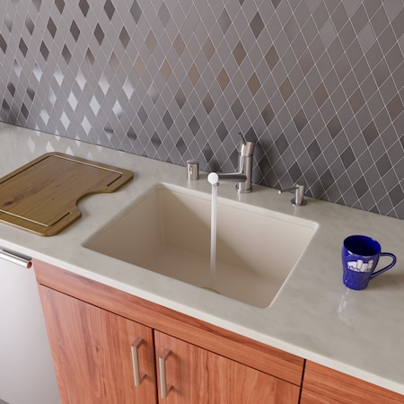 Alfi Brand Biscuit 24" Undermount Sgl Bowl Granite Composite Kitchen Sink AB2420UM-B